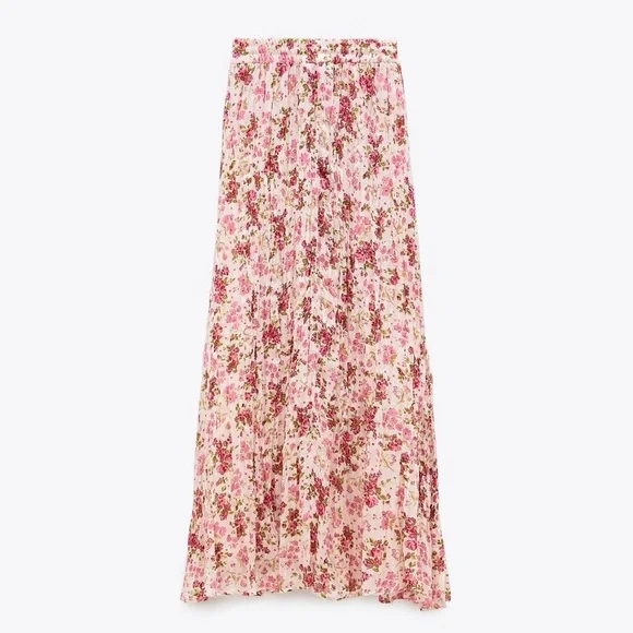 ZARA Floral Pink Maxi Skirt SIZE S NWT